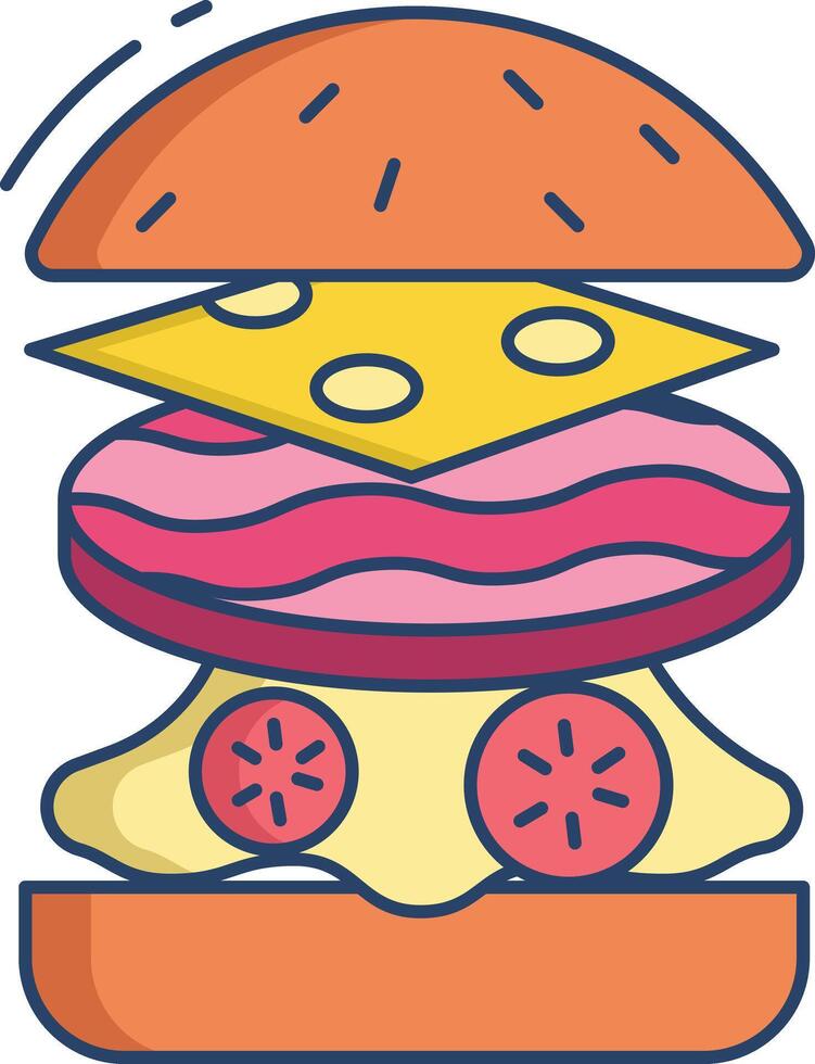 burger linear color illustration vector