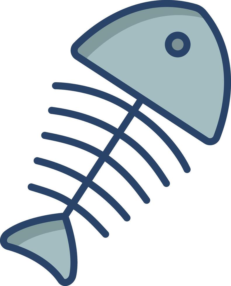 Fish bone linear color illustration vector