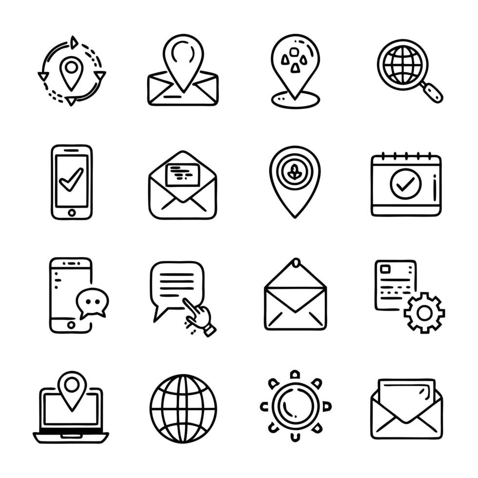 Contact Us icon set collection for websites and mobile applications vector