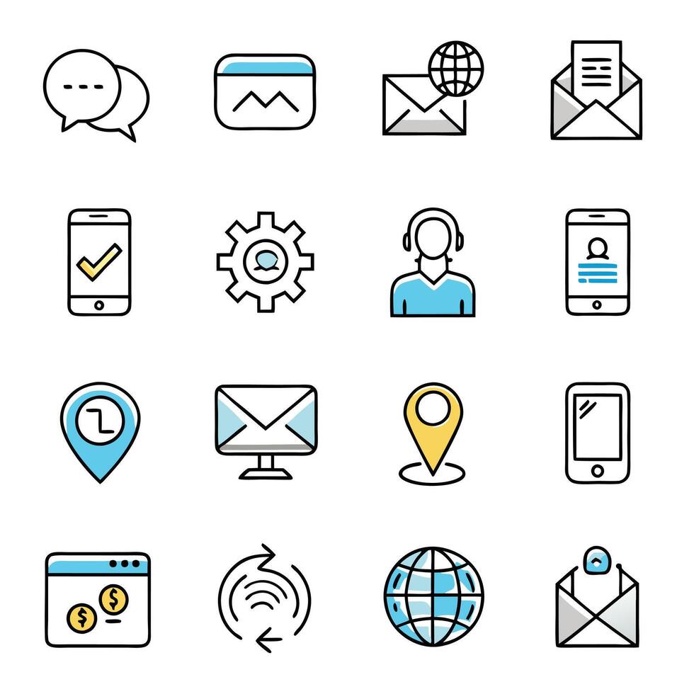 Contact Us icon set collection for websites and mobile applications vector