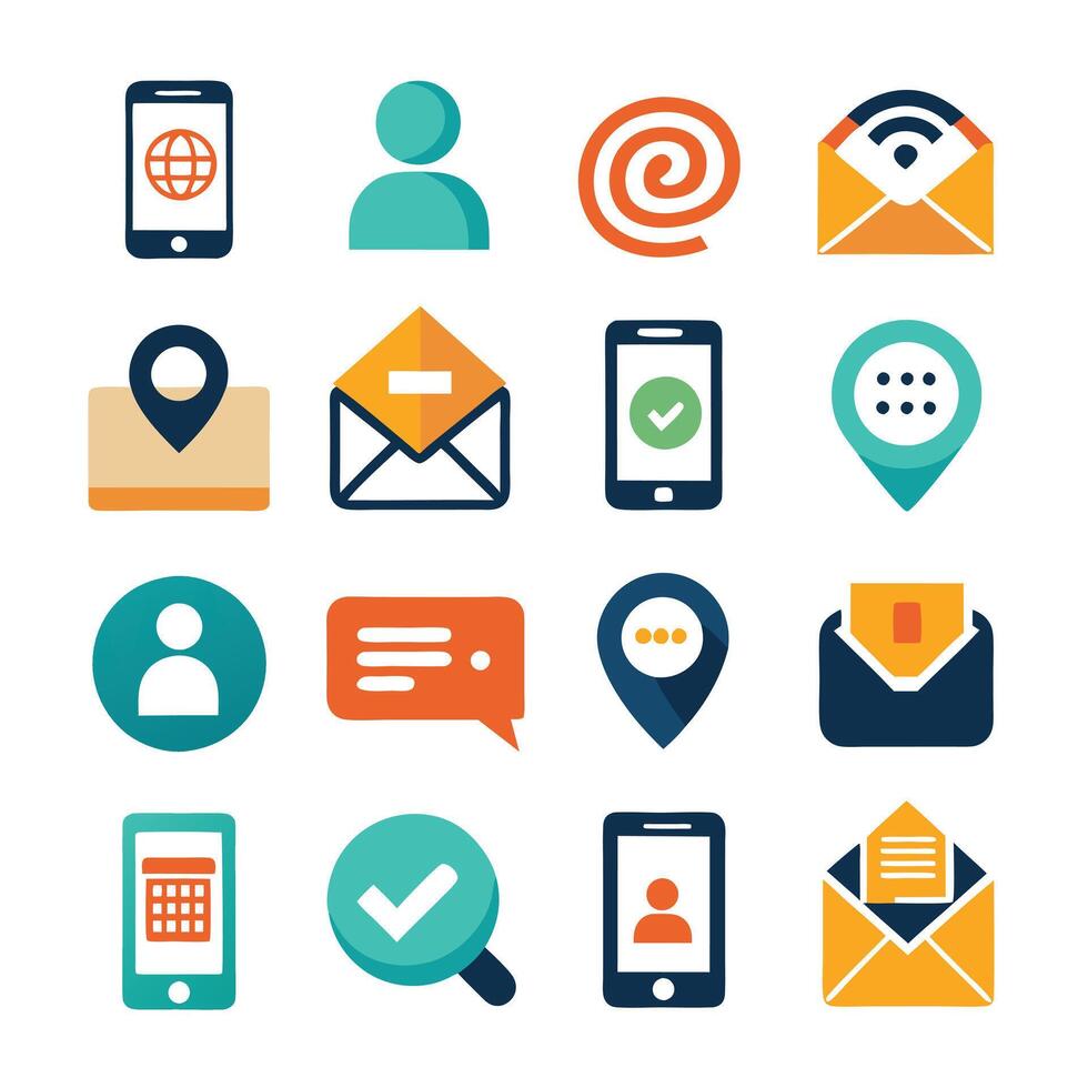 Contact Us icon set collection for websites and mobile applications vector