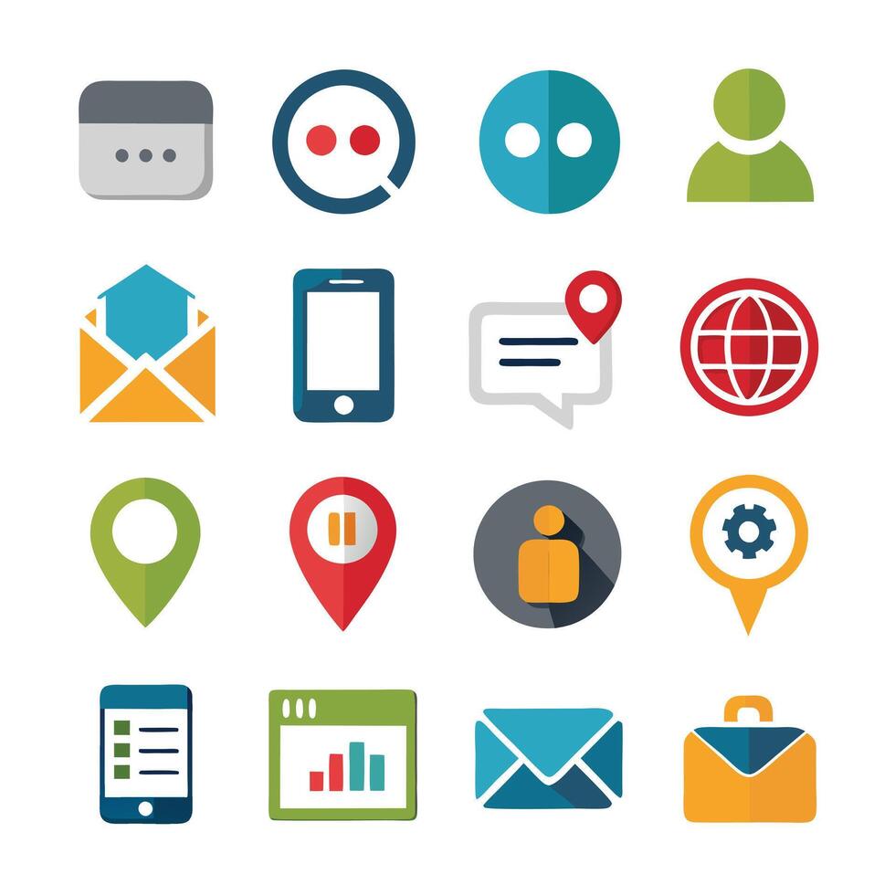 Contact Us icon set collection for websites and mobile applications vector