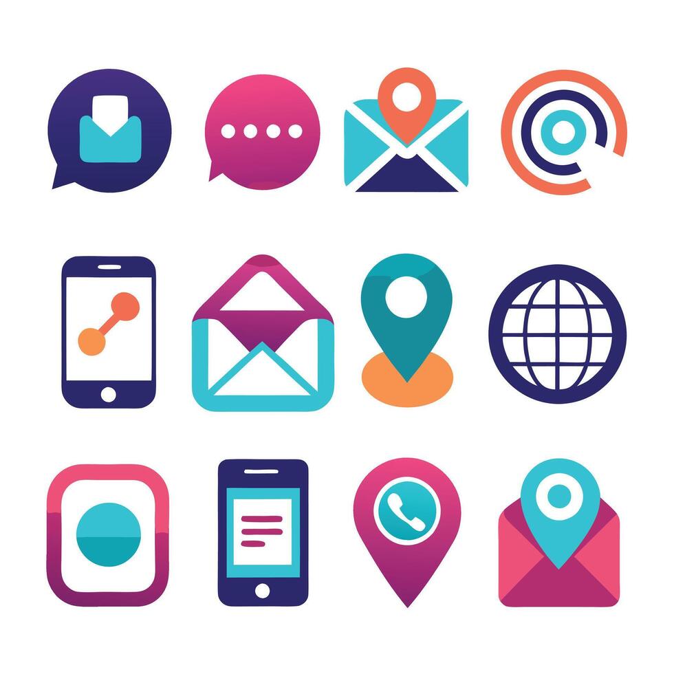 Contact Us icon set collection for websites and mobile applications vector