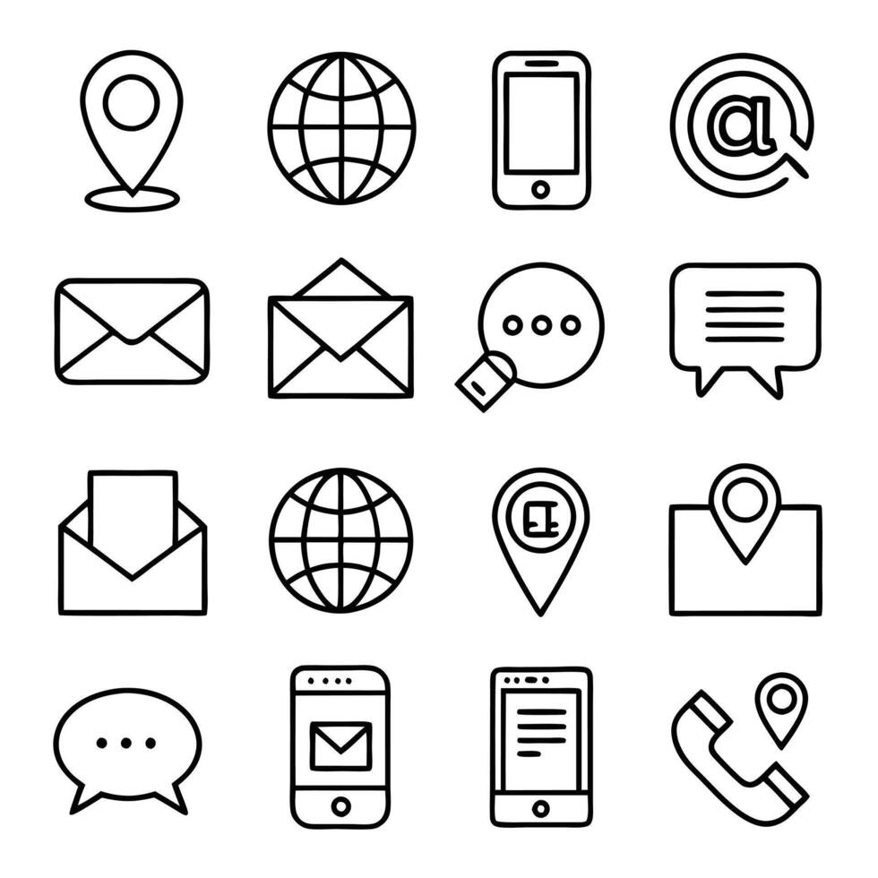 Contact Us icon set collection for websites and mobile applications vector