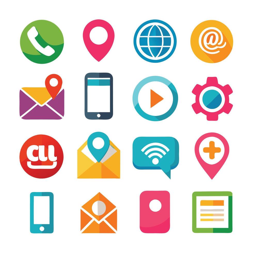 Contact Us icon set collection for websites and mobile applications vector