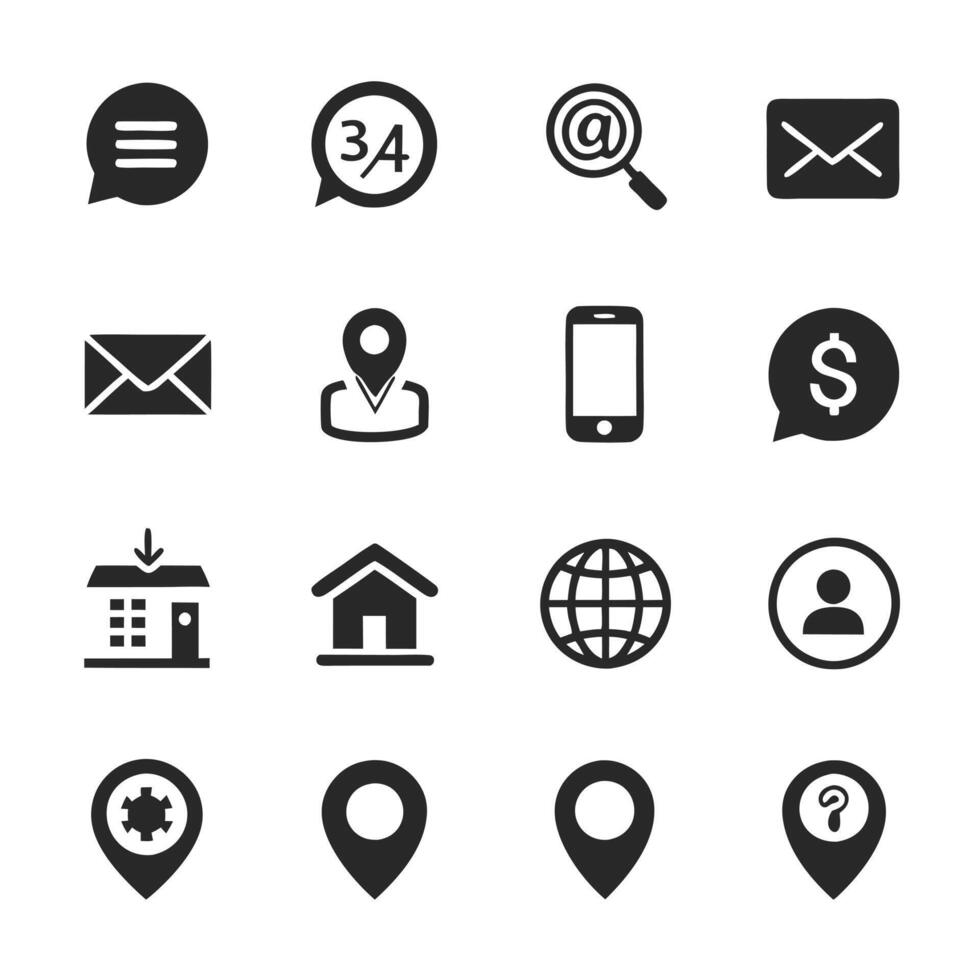 Contact Us icon set collection for websites and mobile applications vector
