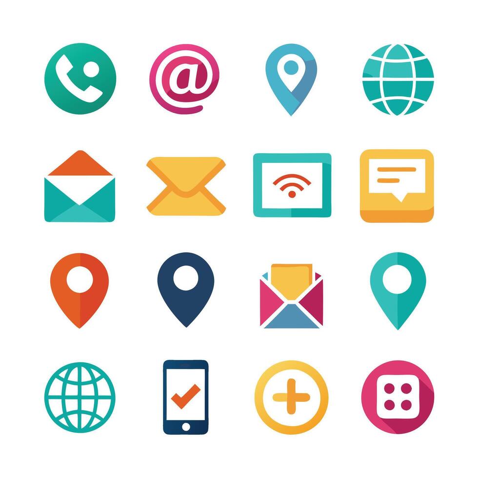 Contact Us icon set collection for websites and mobile applications vector