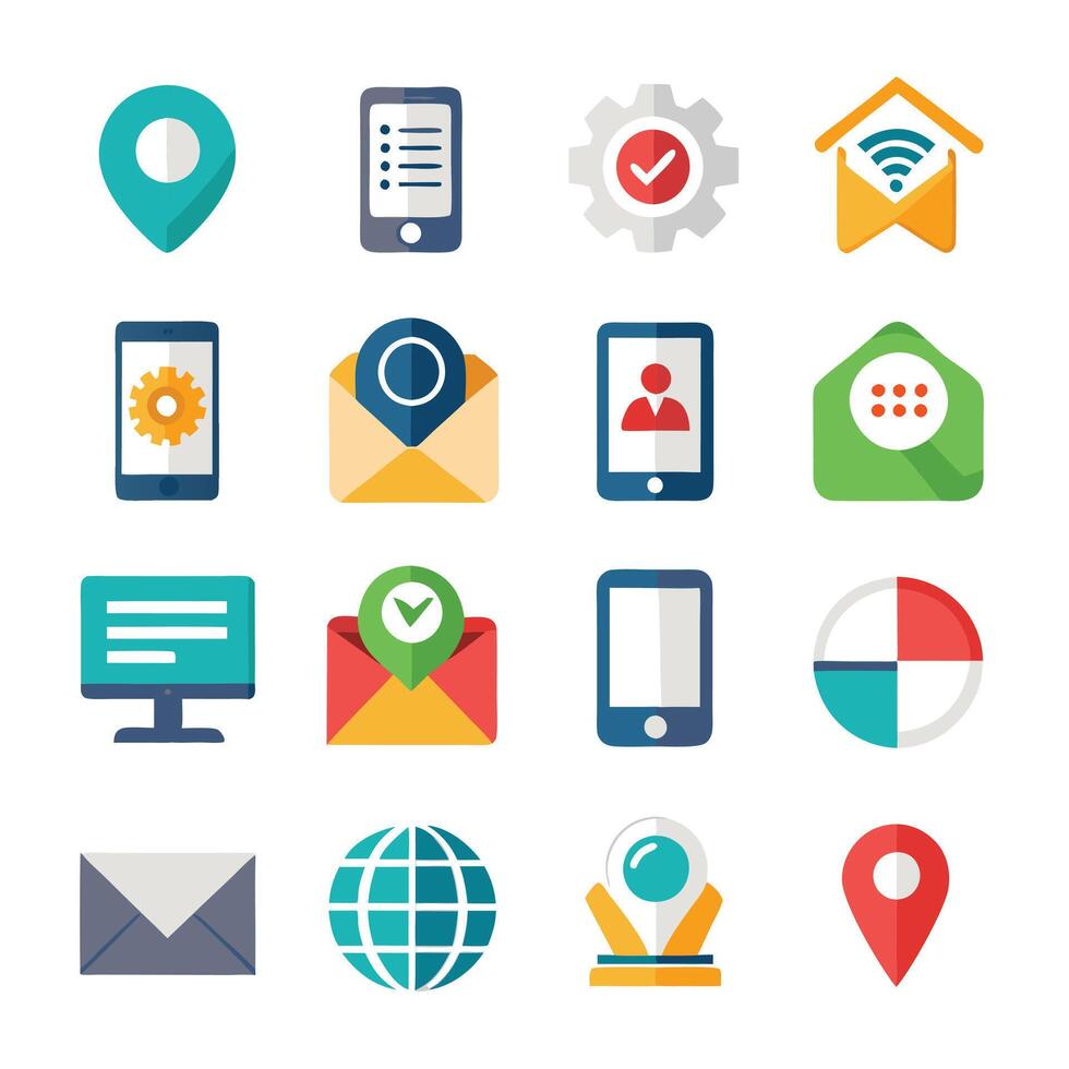 Contact Us icon set collection for websites and mobile applications vector