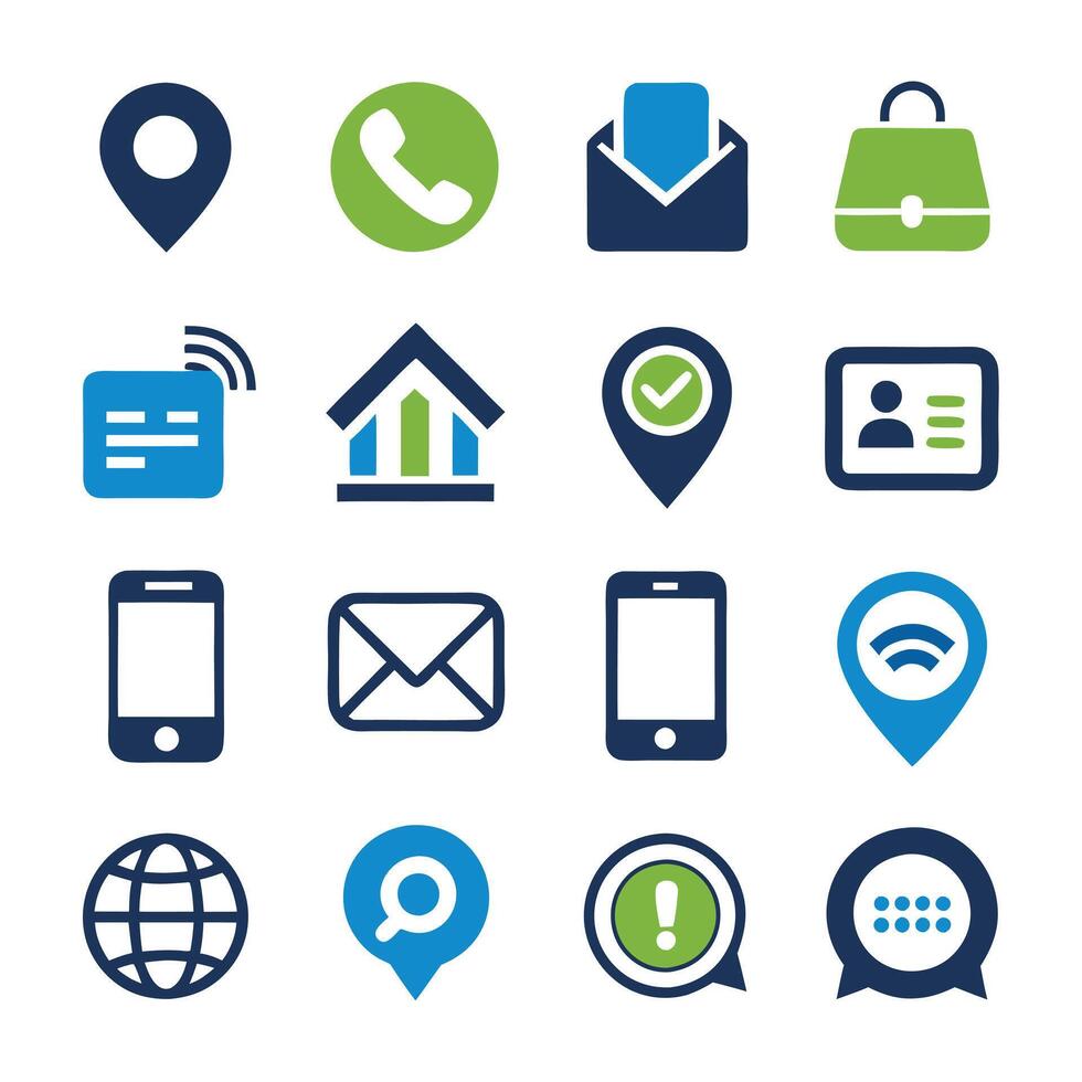 Contact Us icon set collection for websites and mobile applications vector