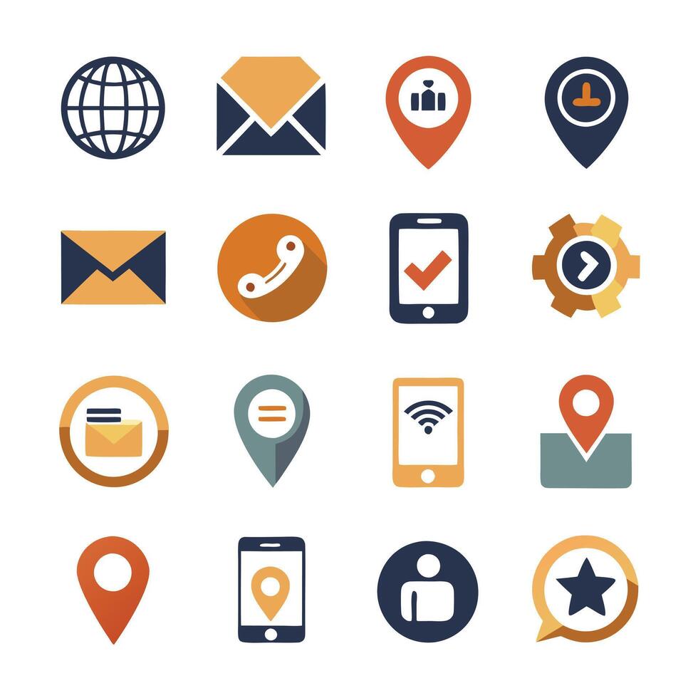 Contact Us icon set collection for websites and mobile applications vector