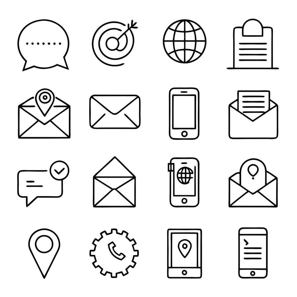 Contact Us icon set collection for websites and mobile applications vector