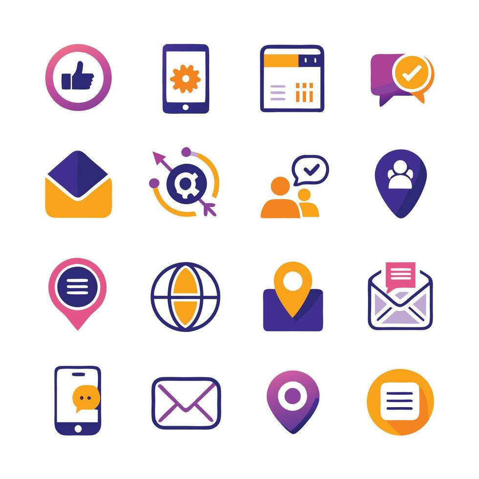Contact Us icon set collection for websites and mobile applications vector