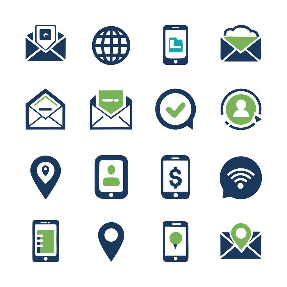 Contact Us icon set collection for websites and mobile applications vector