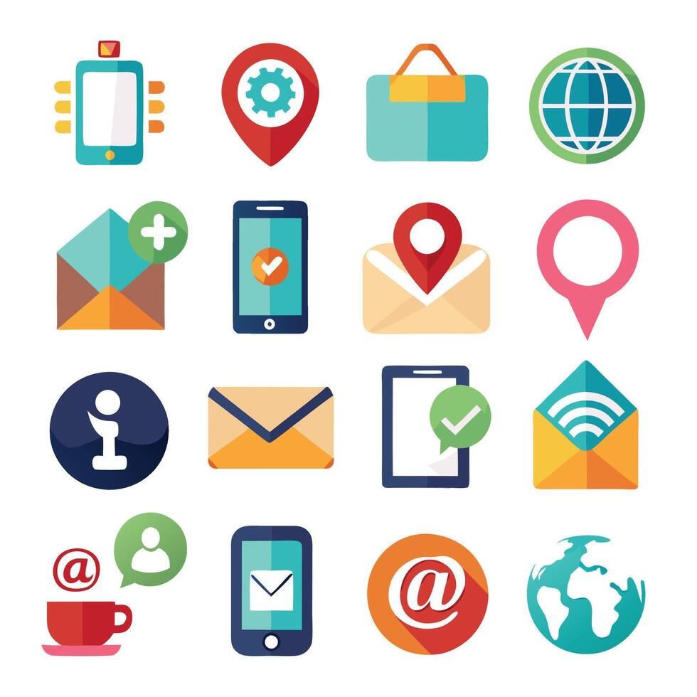 Contact Us icon set collection for websites and mobile applications vector