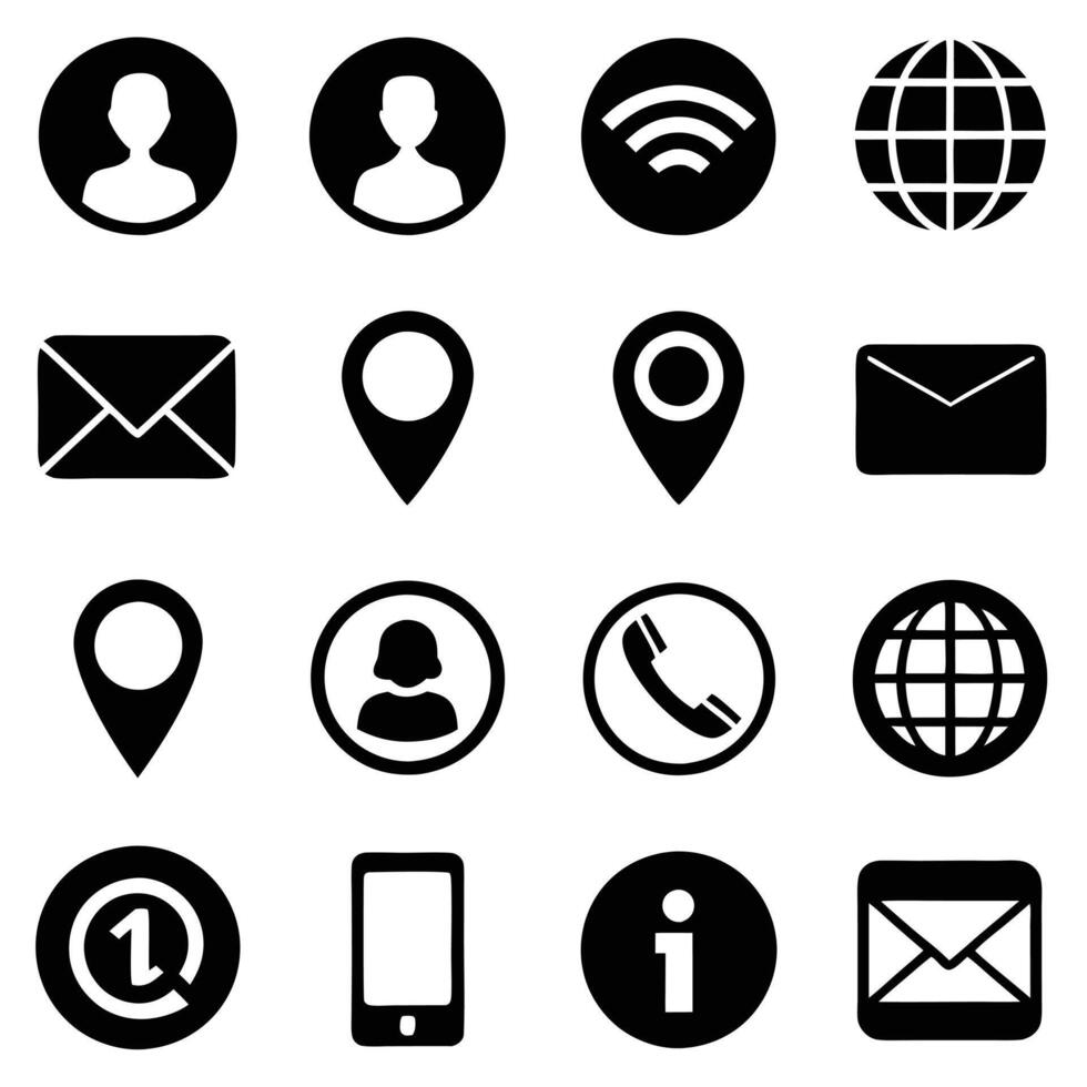 Contact Us icon set collection for websites and mobile applications vector