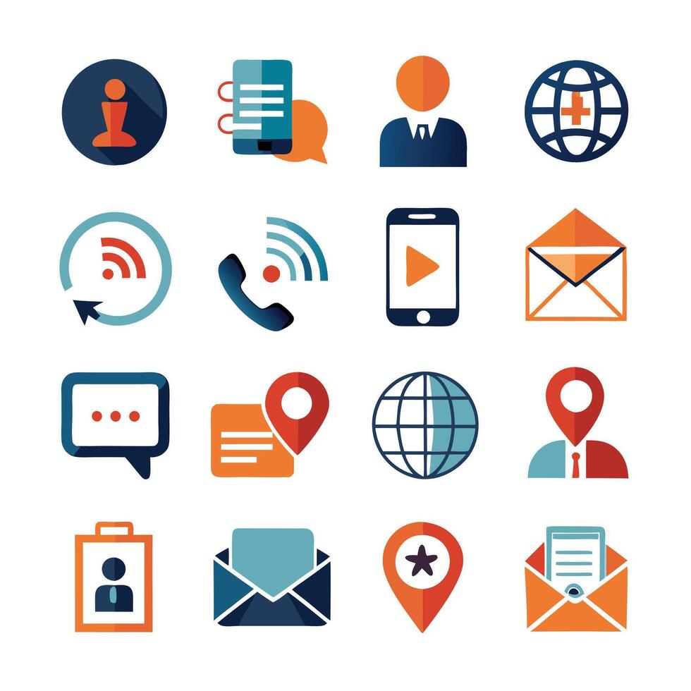 Contact Us icon set collection for websites and mobile applications vector