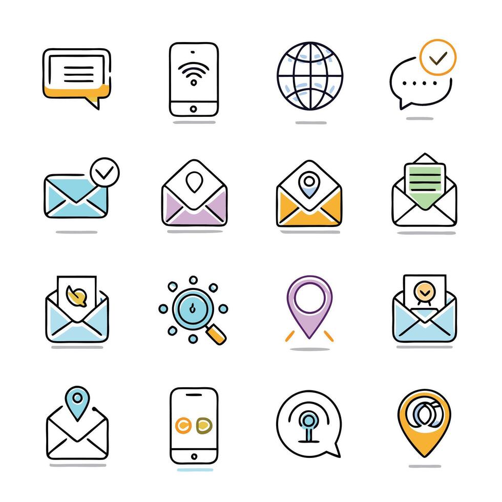 Contact Us icon set collection for websites and mobile applications vector