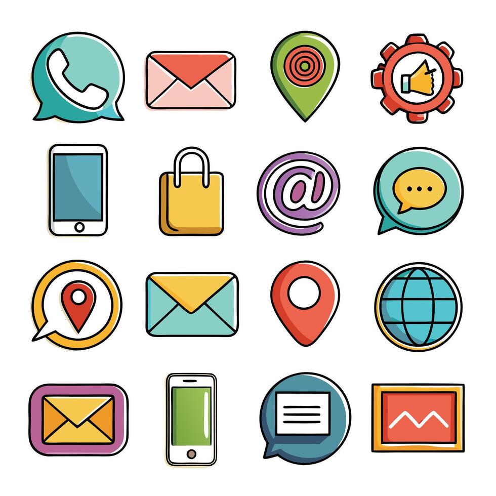 Contact Us icon set collection for websites and mobile applications vector