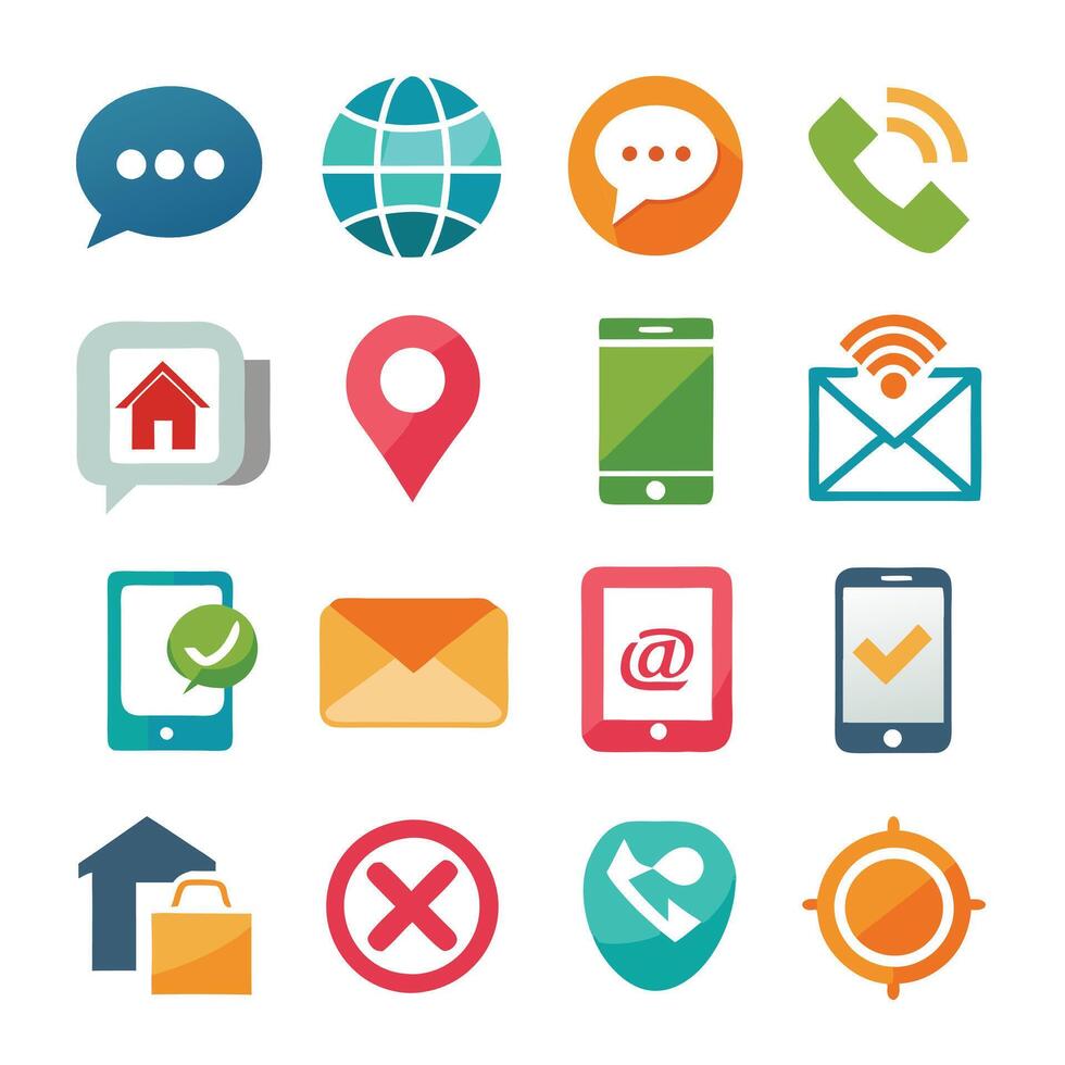Contact Us icon set collection for websites and mobile applications vector