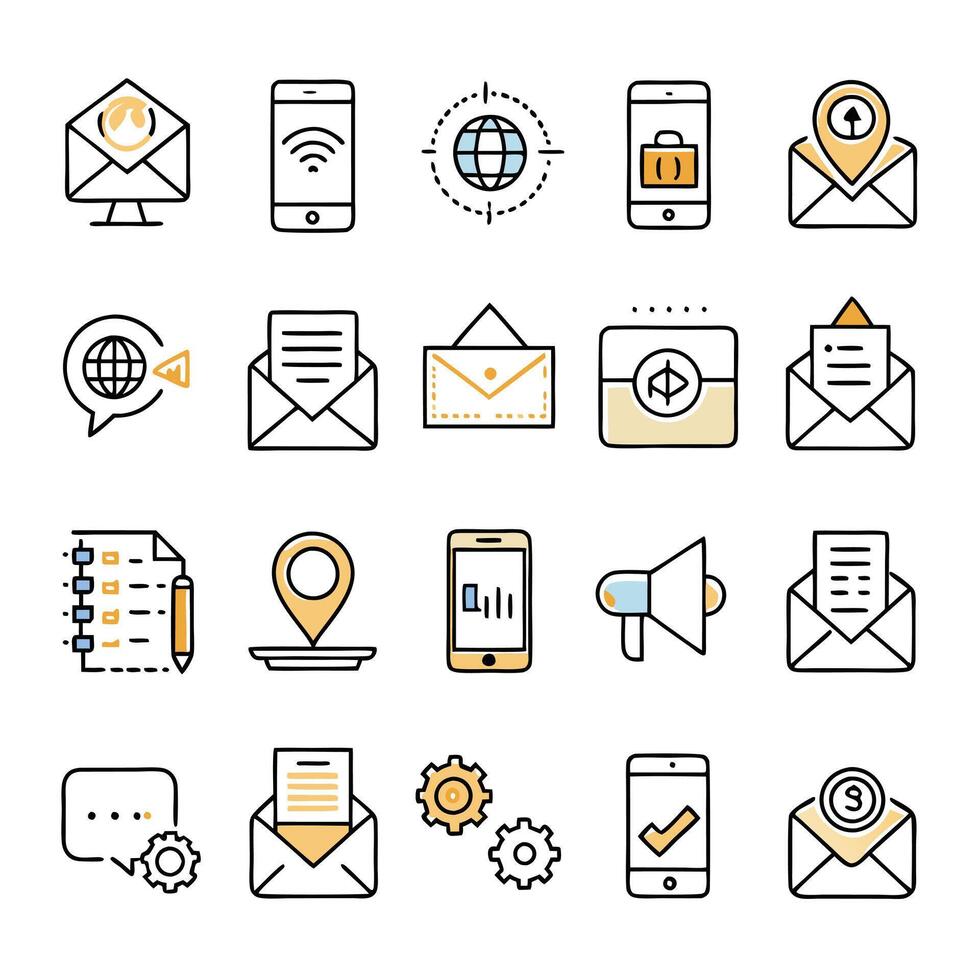 Contact Us icon set collection for websites and mobile applications vector