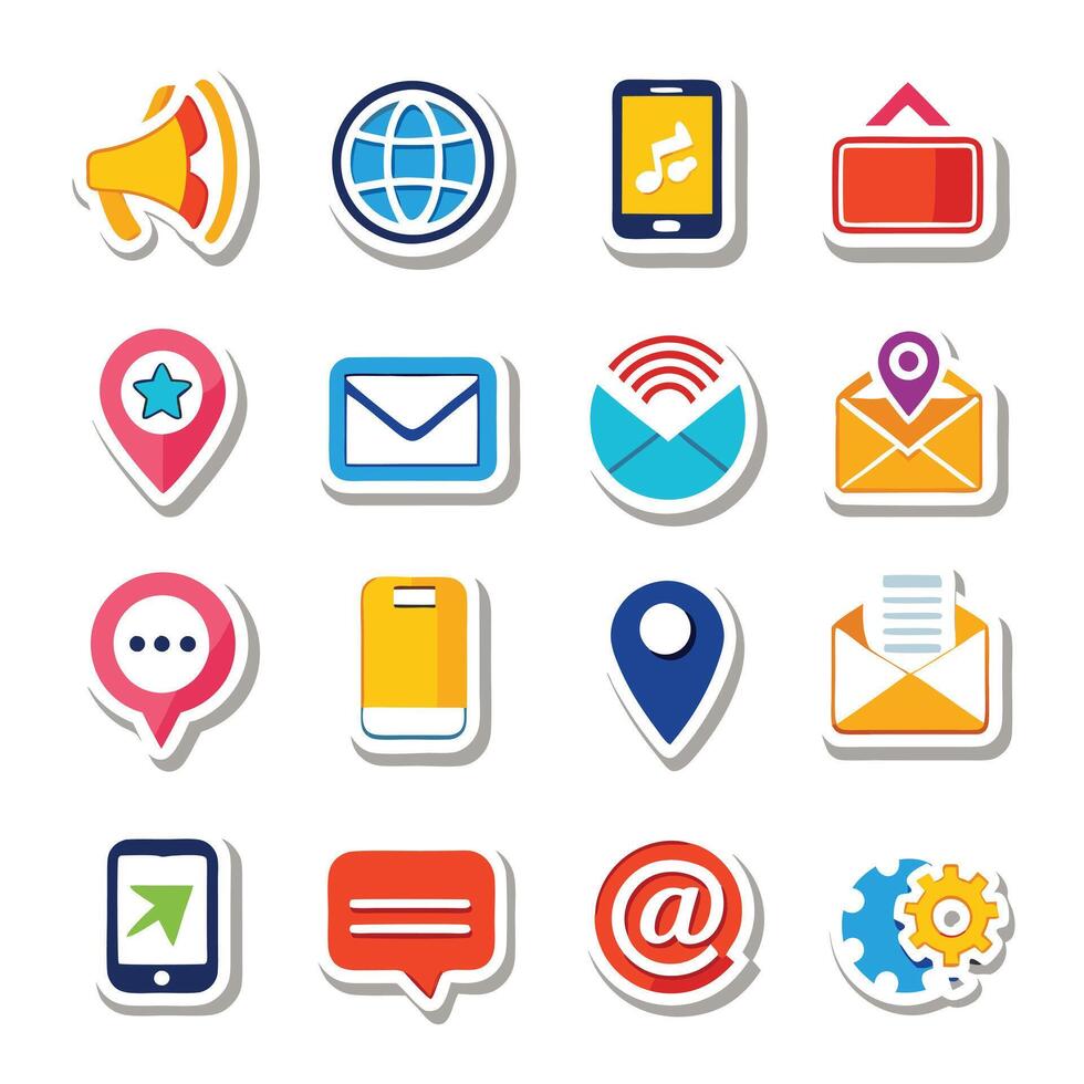 Contact Us icon set collection for websites and mobile applications vector