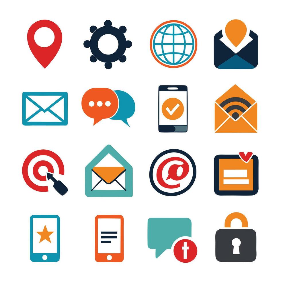 Contact Us icon set collection for websites and mobile applications vector