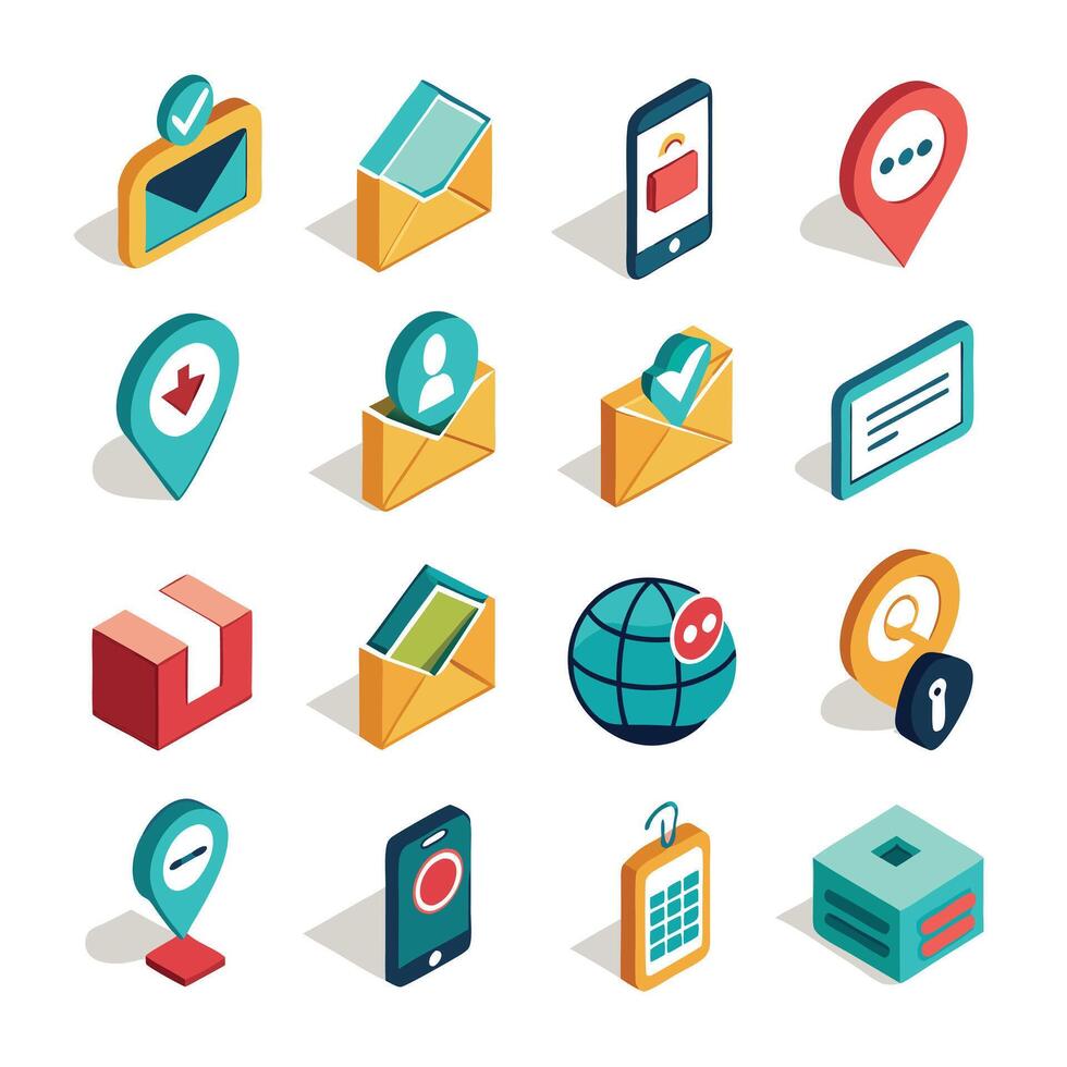 Contact Us icon set collection for websites and mobile applications vector