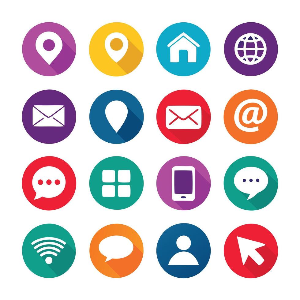 Contact Us icon set collection for websites and mobile applications vector