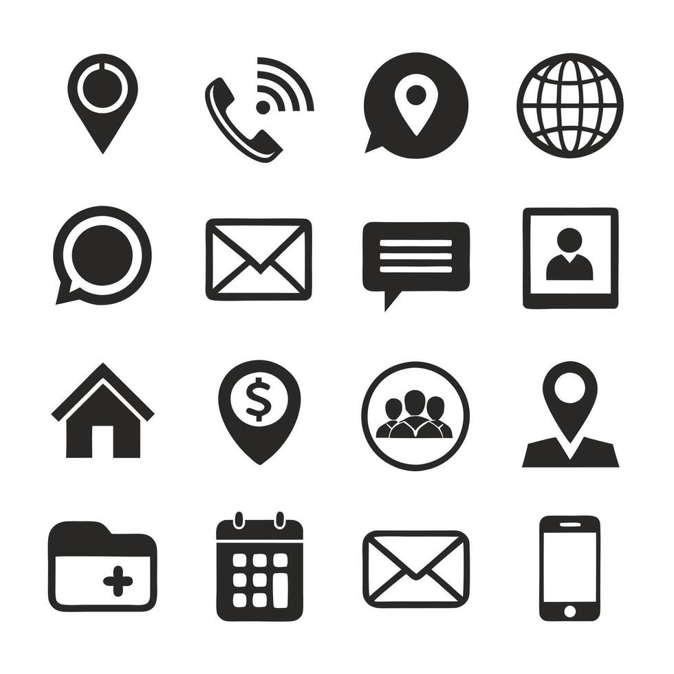 Contact Us icon set collection for websites and mobile applications vector
