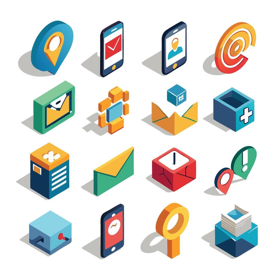 Contact Us icon set collection for websites and mobile applications vector