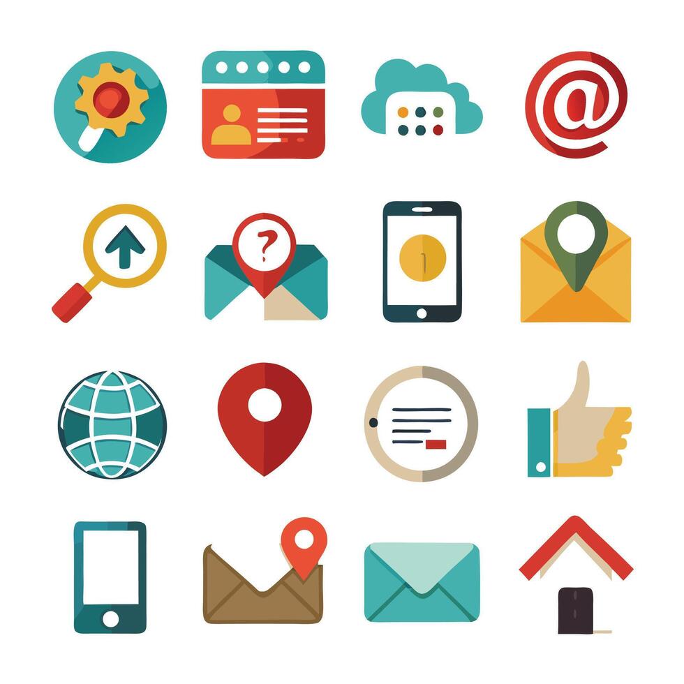 Contact Us icon set collection for websites and mobile applications vector