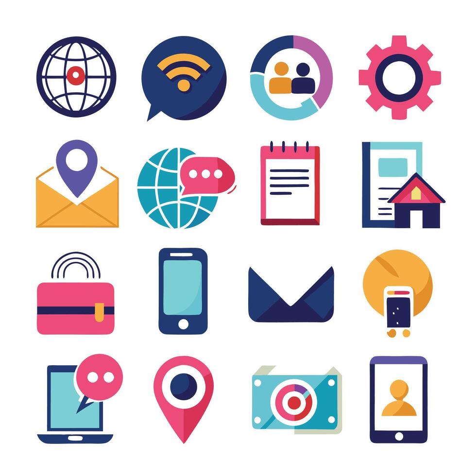Contact Us icon set collection for websites and mobile applications vector