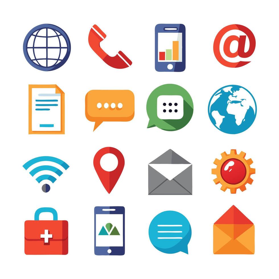 Contact Us icon set collection for websites and mobile applications vector
