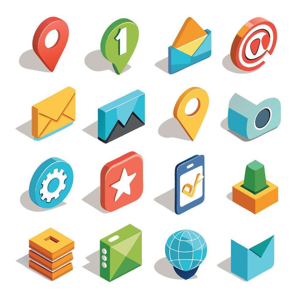 Contact Us icon set collection for websites and mobile applications vector