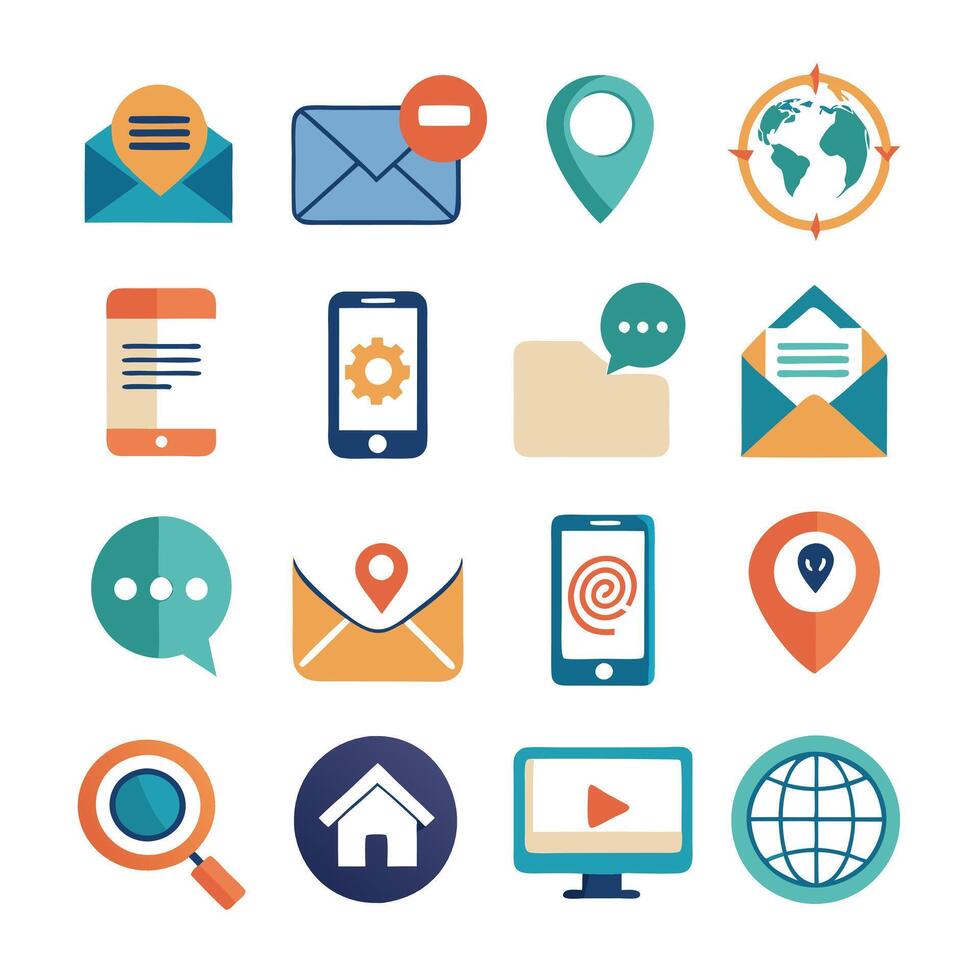Contact Us icon set collection for websites and mobile applications vector