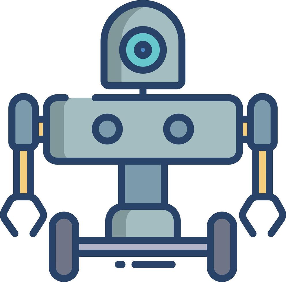 robot toy linear color illustration vector
