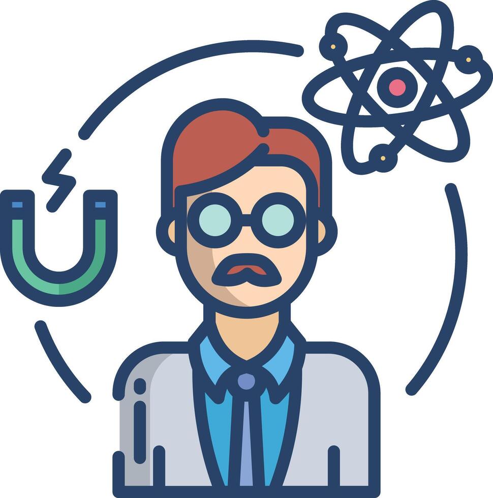 Physicist linear color illustration vector