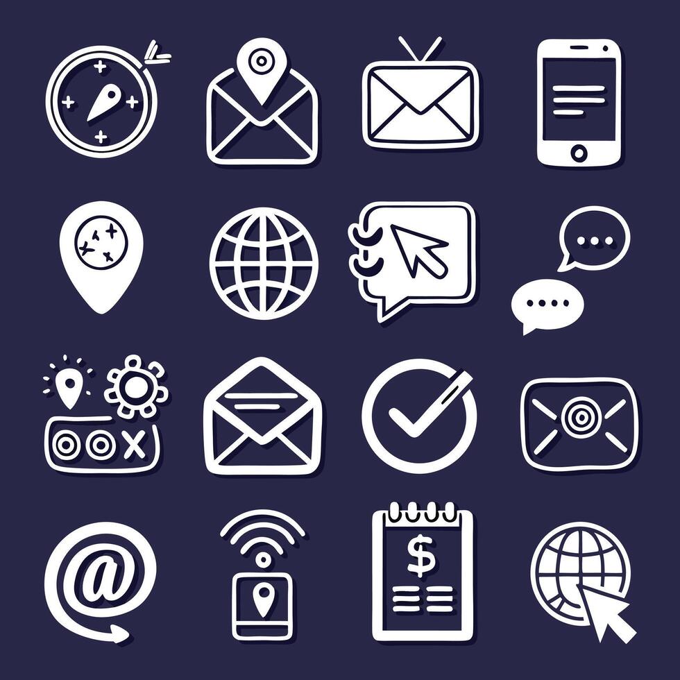Contact Us icon set collection for websites and mobile applications vector