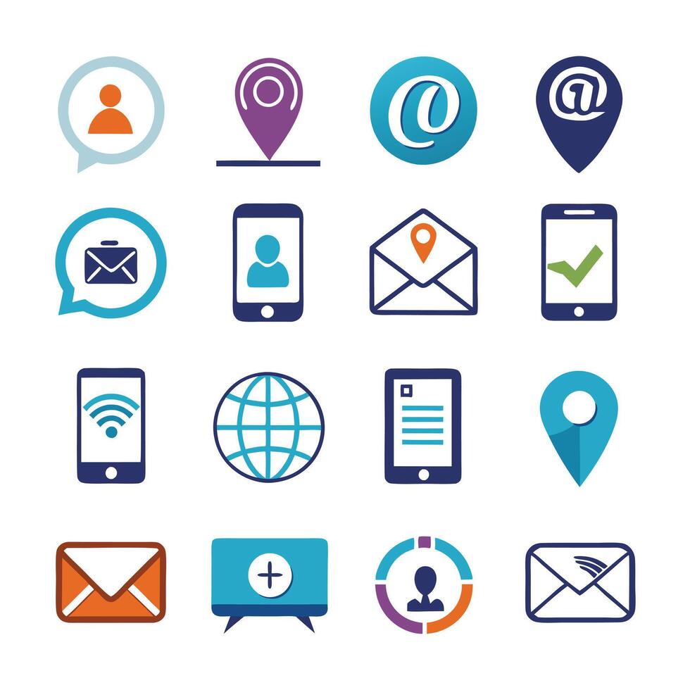 Contact Us icon set collection for websites and mobile applications vector