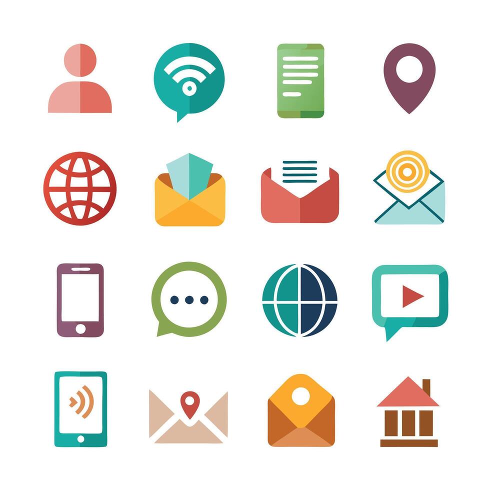 Contact Us icon set collection for websites and mobile applications vector