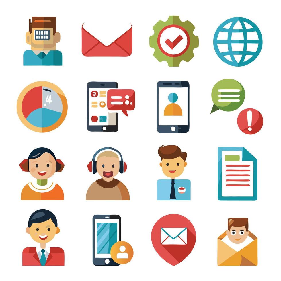 Contact Us icon set collection for websites and mobile applications vector