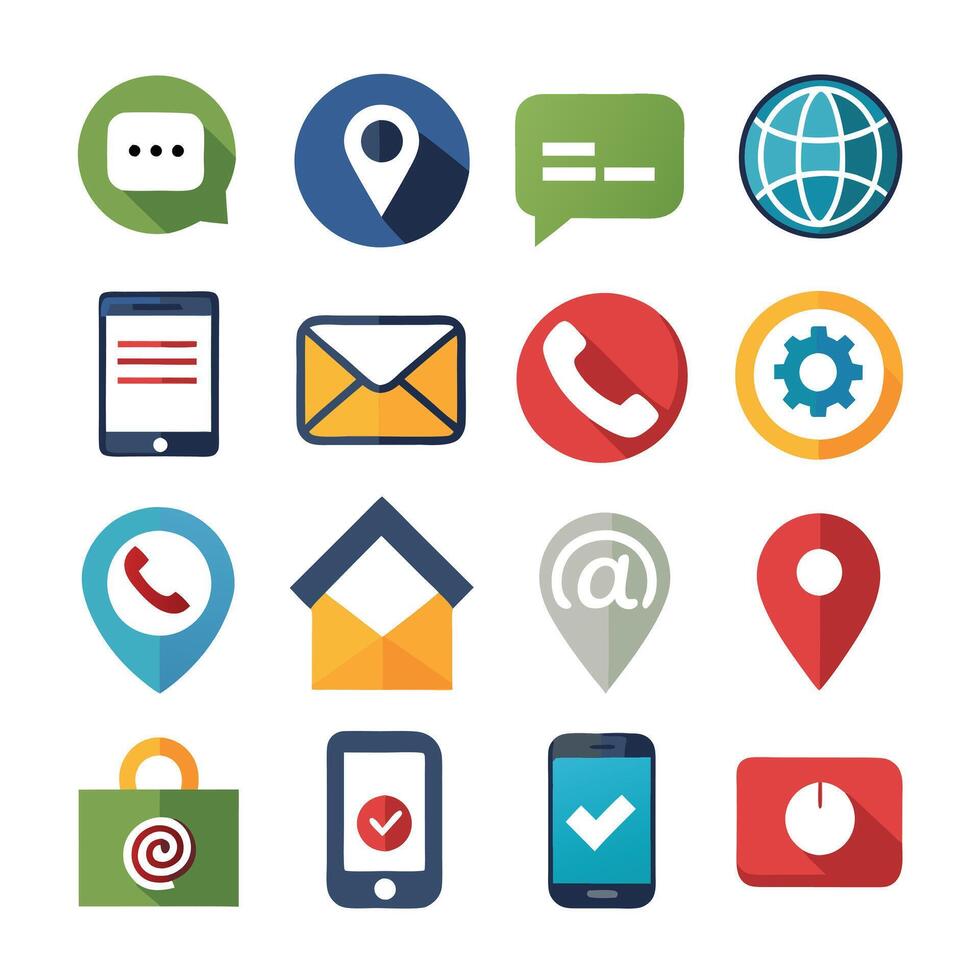 Contact Us icon set collection for websites and mobile applications vector