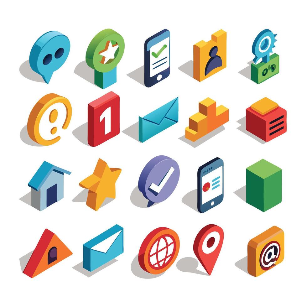 Contact Us icon set collection for websites and mobile applications vector