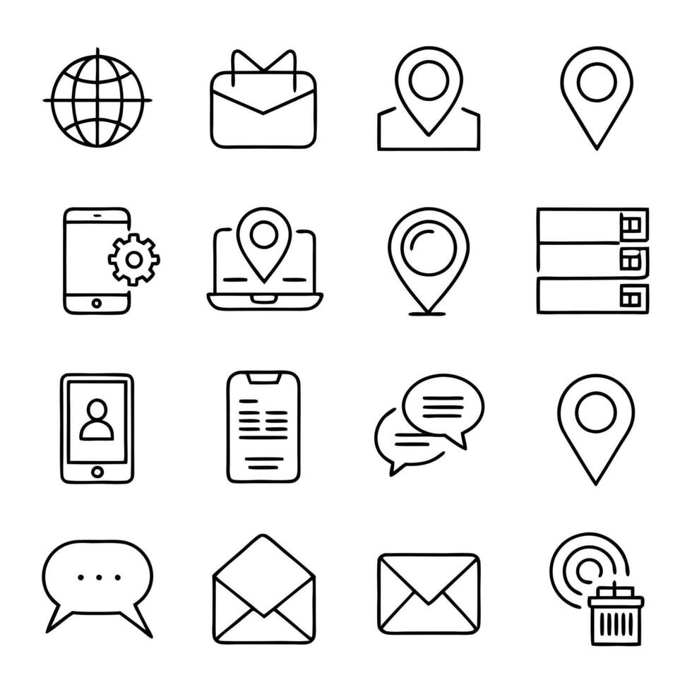 Contact Us icon set collection for websites and mobile applications vector