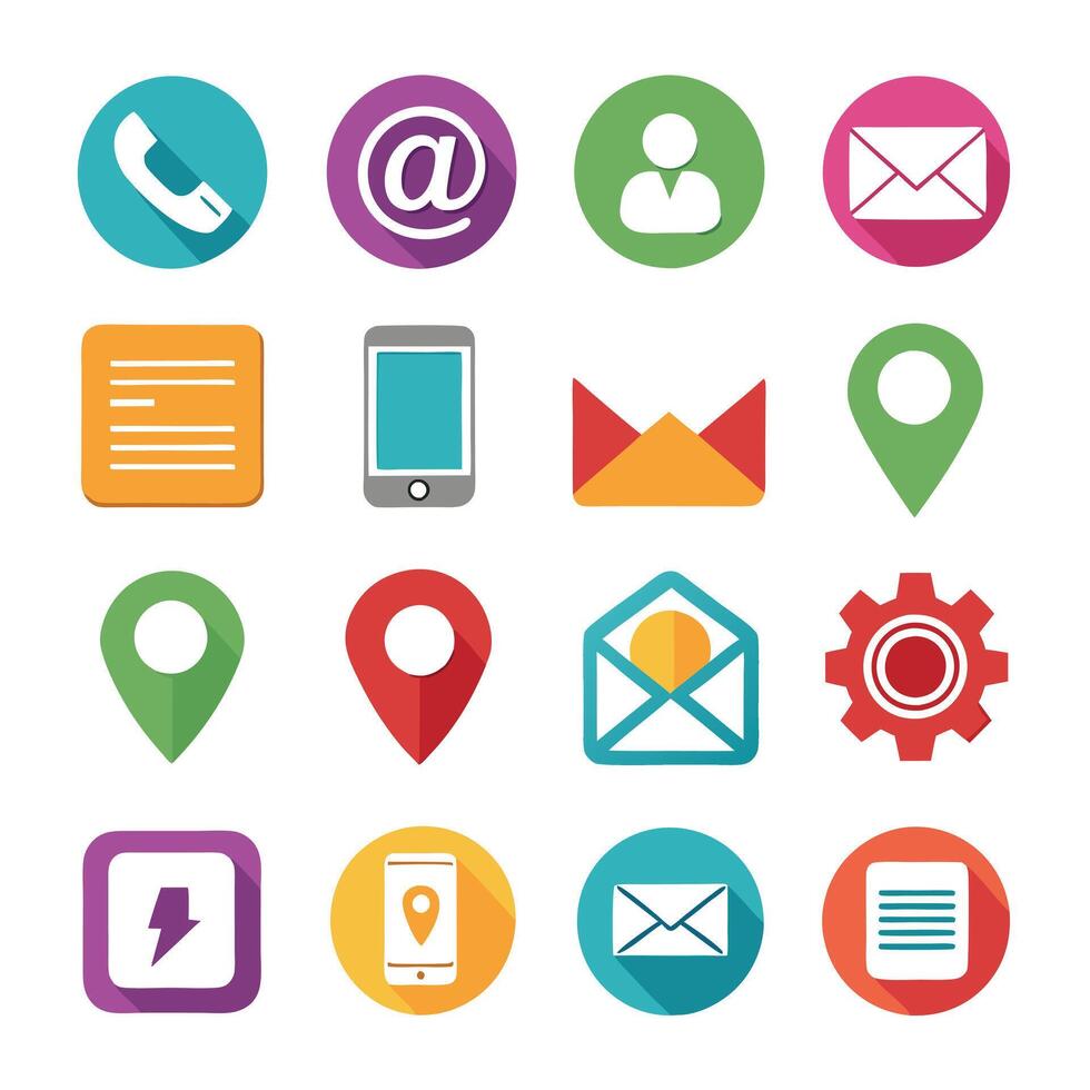 Contact Us icon set collection for websites and mobile applications vector