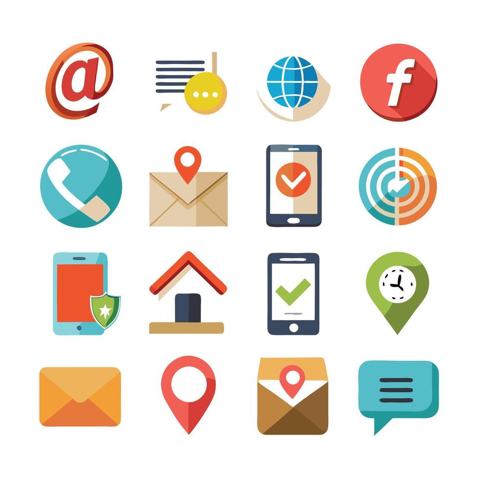 Contact Us icon set collection for websites and mobile applications vector