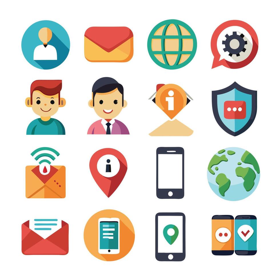 Contact Us icon set collection for websites and mobile applications vector