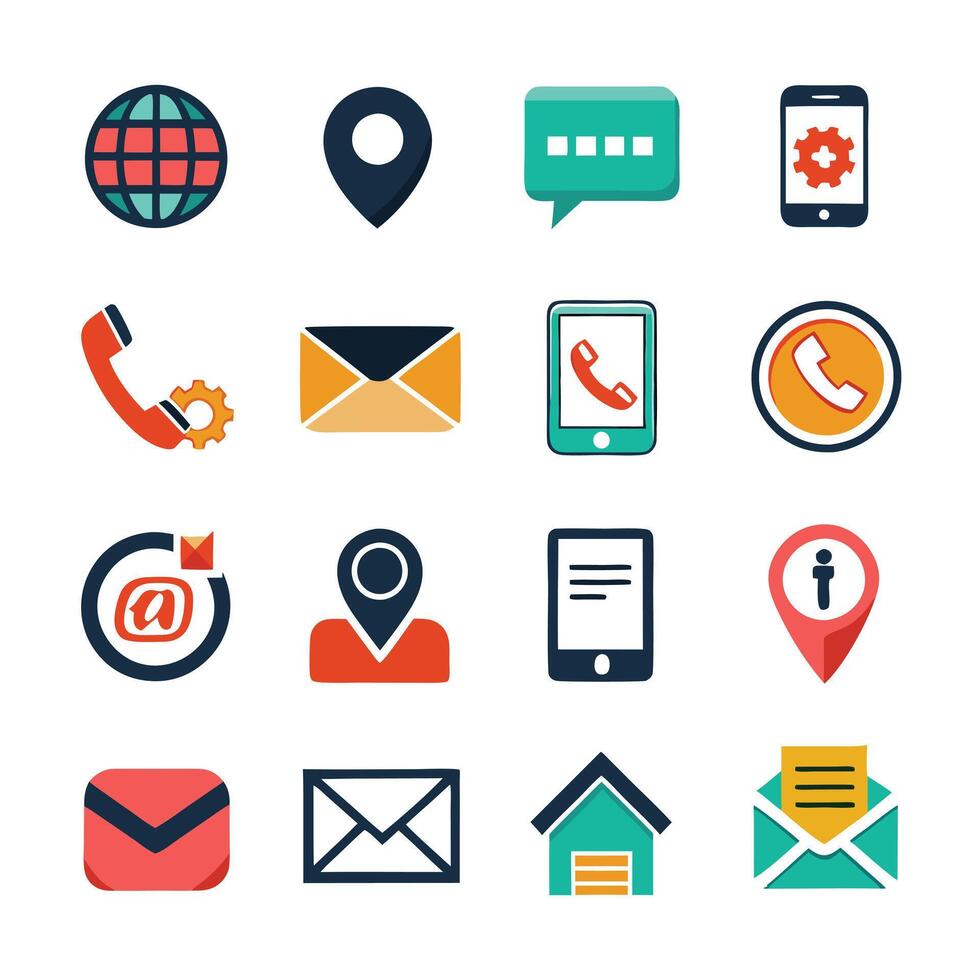 Contact Us icon set collection for websites and mobile applications vector