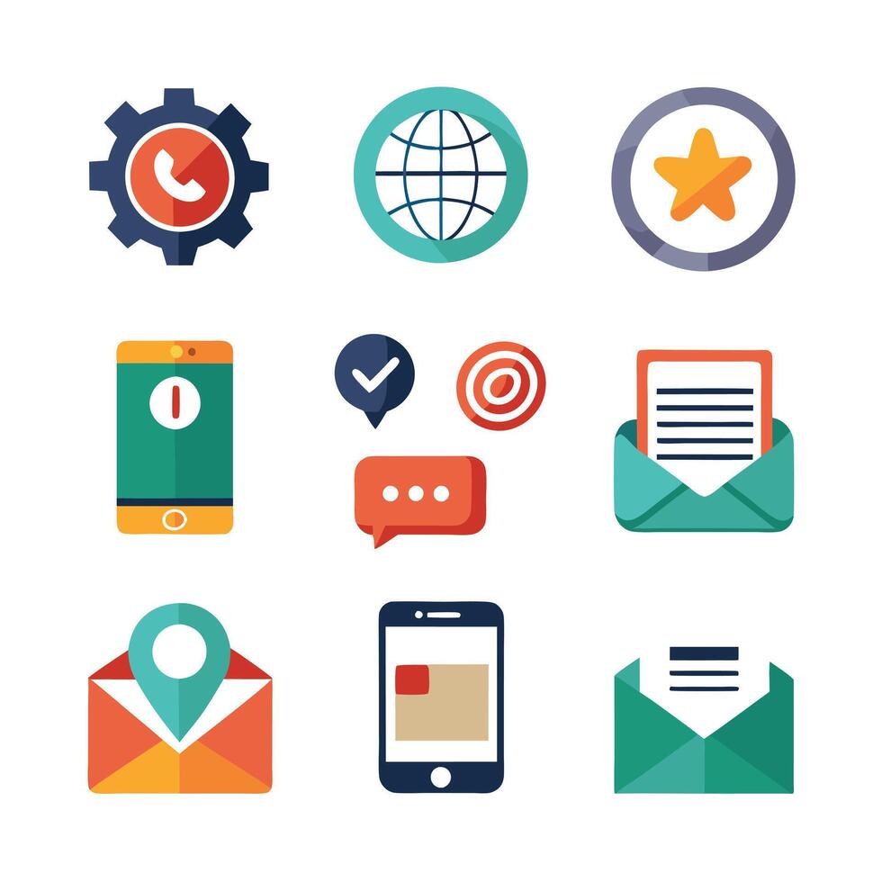 Contact Us icon set collection for websites and mobile applications vector