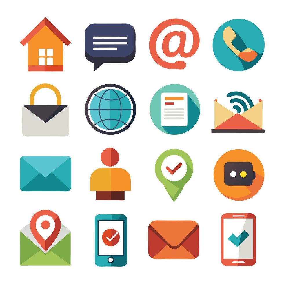Contact Us icon set collection for websites and mobile applications vector